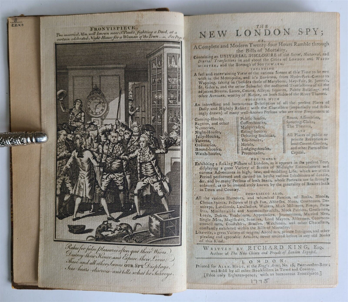 1770s NEW LONDON SPY 24 HOURS RAMBLE by RICHARD KING antique