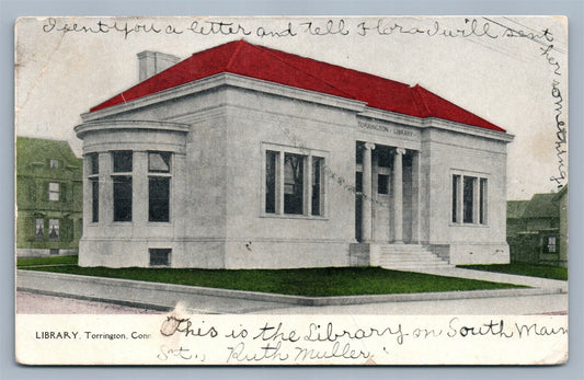 TORRINGTON CT LIBRARY ANTIQUE POSTCARD