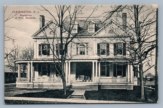 FLEMINGTON NJ RESIDENCE OF Wm. RICHARDS ANTIQUE POSTCARD