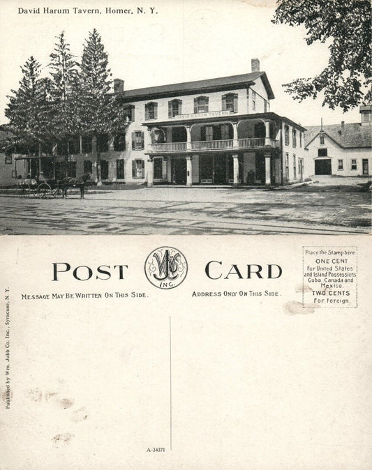 HOMER N.Y. DAVID HARUM TAVERN ANTIQUE POSTCARD