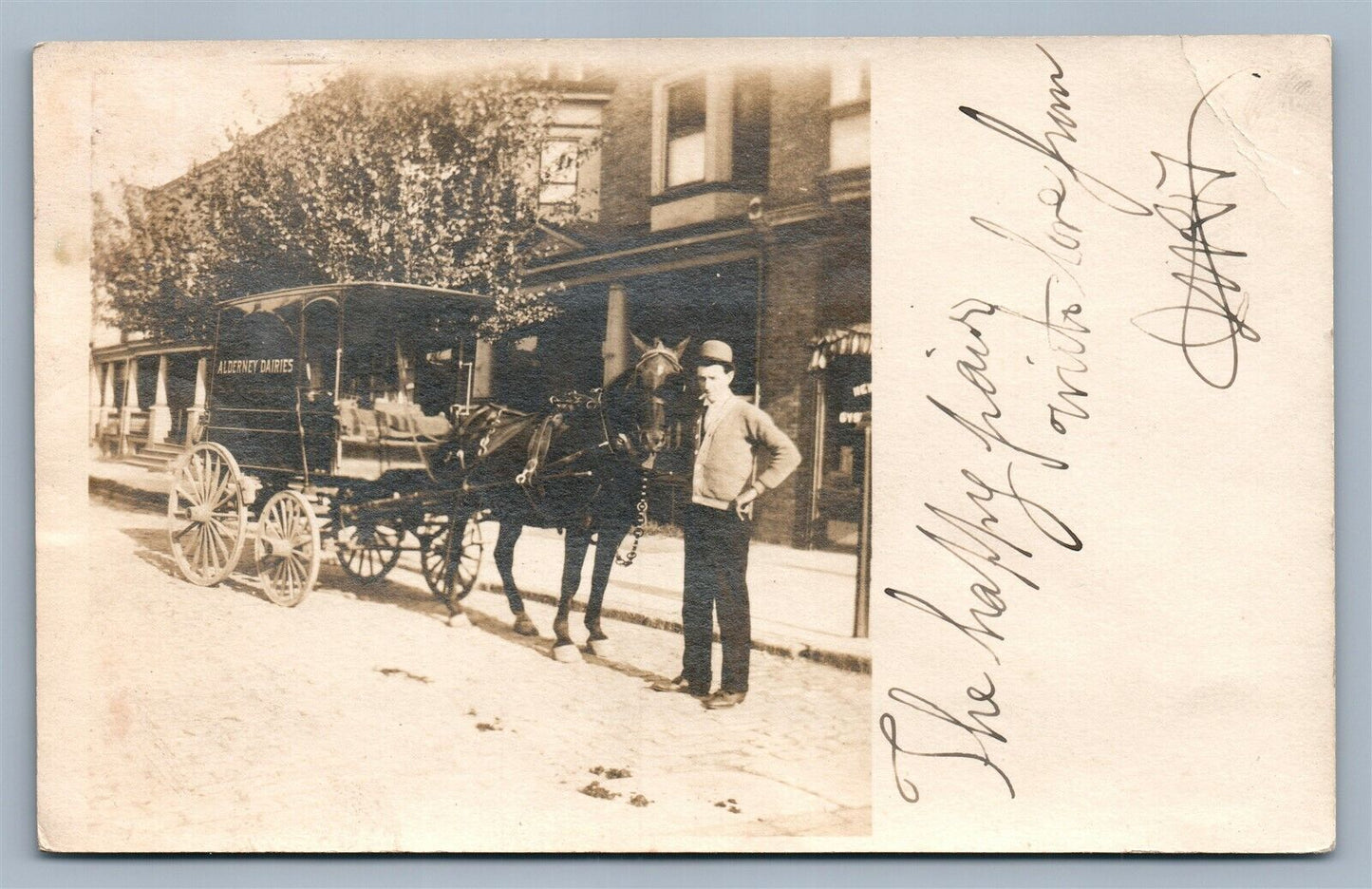PHILADELPHIA PA ABBOT'S ALDERNEY DAIRIES WAGON ANTIQUE REAL PHOTO POSTCARD RPPC
