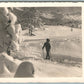 SKIING BOY ANTIQUE REAL PHOTO POSTCARD RPPC