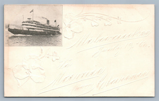 CRUISE SHIP EMBOSSED ANTIQUE POSTCARD