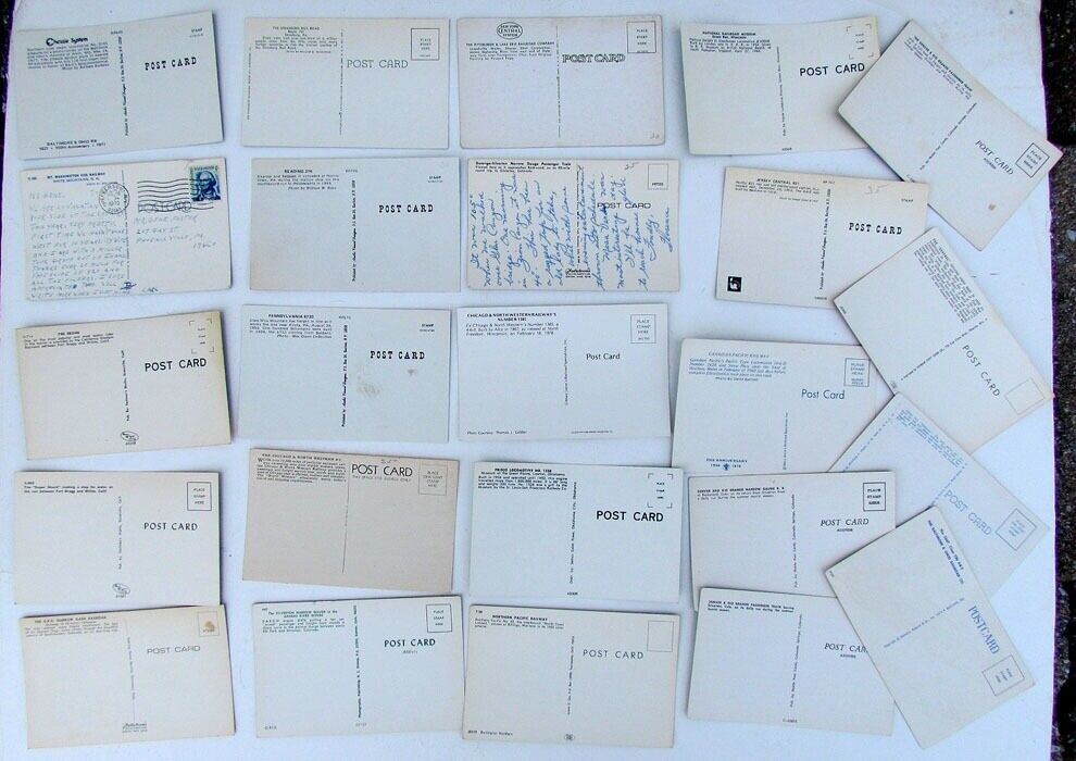 LOT OF 24 VINTAGE POSTCARDS train railway railroad