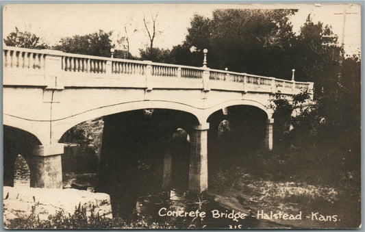 HALSTEAD KS CONCRETE BRIDGE ANTIQUE REAL PHOTO POSTCARD RPPC