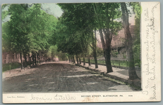 SLATINGTON PA SECOND STREET ANTIQUE POSTCARD