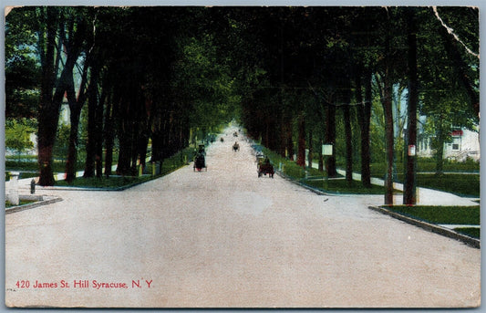 SYRACUSE NY JAMES ST. HILL 1914 ANTIQUE POSTCARD