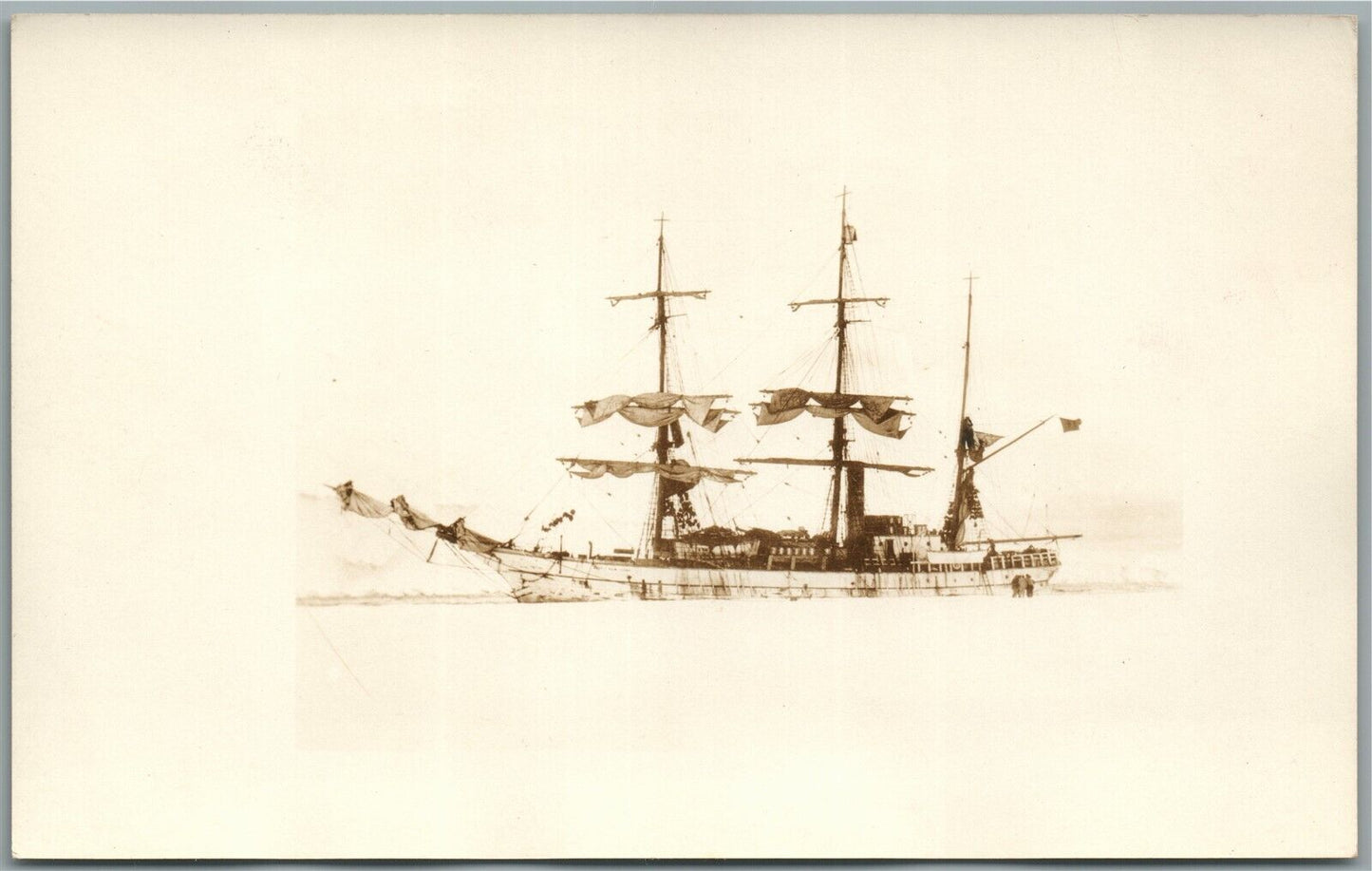 SAIL SHIP ANTIQUE REAL PHOTO POSTCARD RPPC