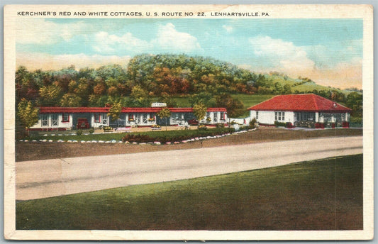 LENHARTSVILLE PA KERCHNER'S RED & WHITE COTTAGES ANTIQUE POSTCARD
