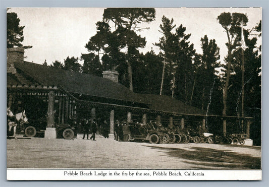 PEBBLE BEACH LODGE CA ANTIQUE POSTCARD old cars