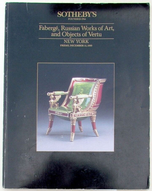 1989 FABERGE, RUSSIAN ART & OBJECTS OF VERTU SOTHEBY'S AUCTION CATALOGUE BOOK