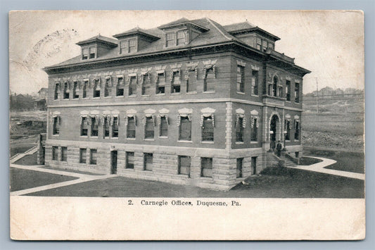 DUQUESNE PA CARNEGIE STEEL COMPANY OFFICES ANTIQUE POSTCARD