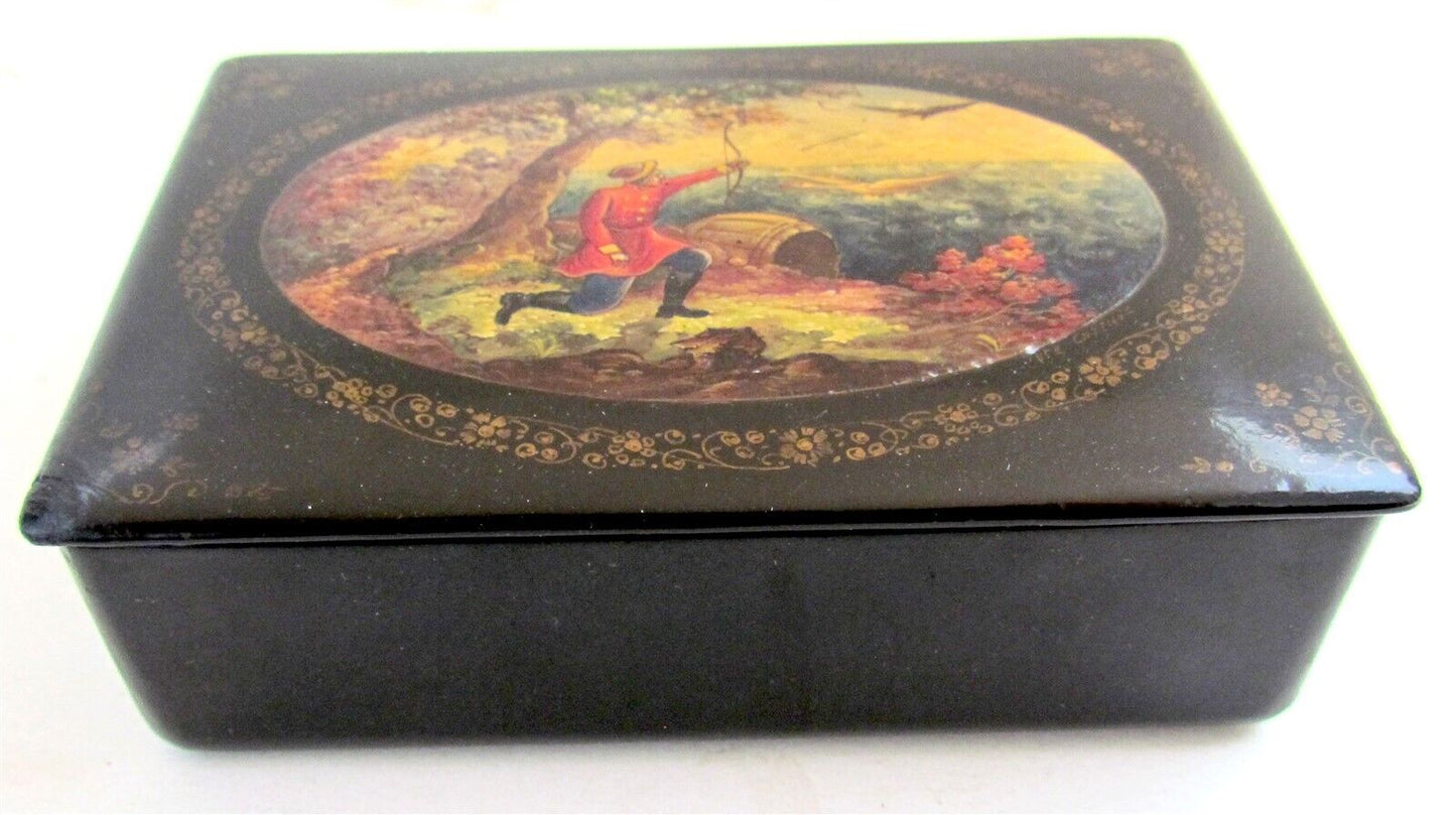 RUSSIAN MSTERA LACQUER BOX HAND PAINTED VINTAGE unique