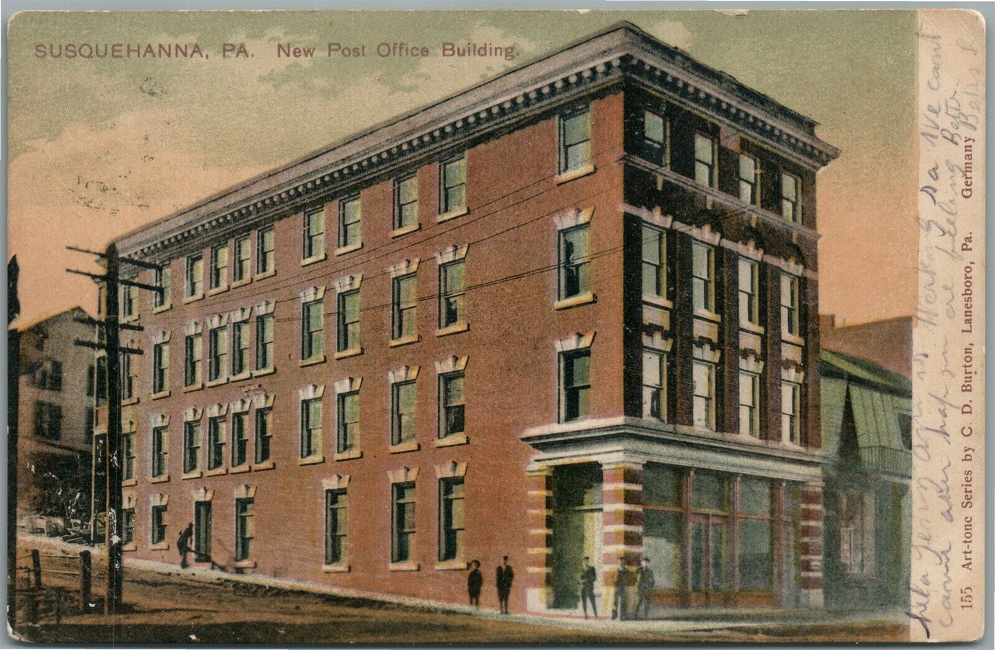 SUQUEHANNA PA POST OFFICE ANTIQUE POSTCARD