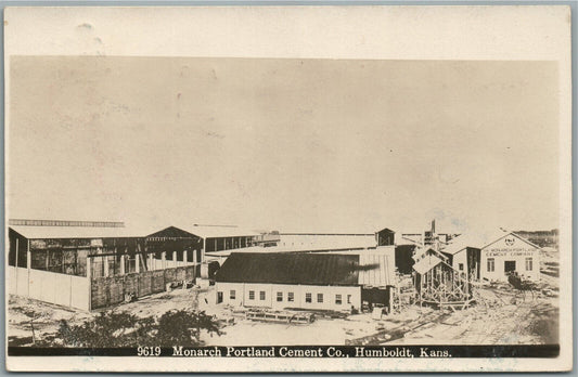 HUMBOLDT KS MONARCH PORTLAND CEMENT CO. ANTIQUE REAL PHOTO POSTCARD RPPC