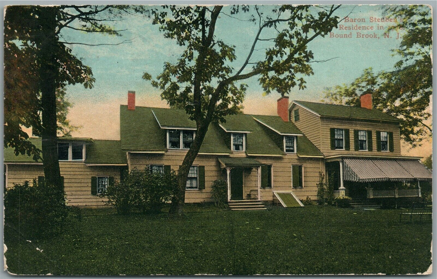 BOUND BROOK NJ BARON STEUBEN'S RESIDENCE ANTIQUE POSTCARD