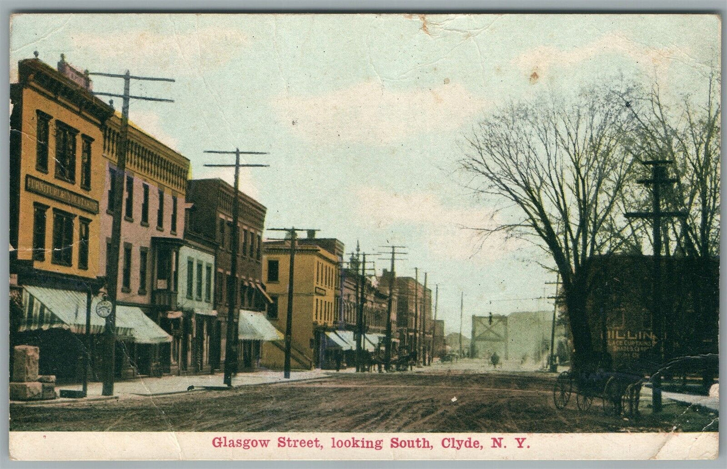 CLYDE NY GLASGOW STREET ANTIQUE POSTCARD