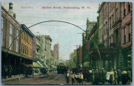 PARKERSBURG W.V. MARKET STREET ANTIQUE POSTCARD