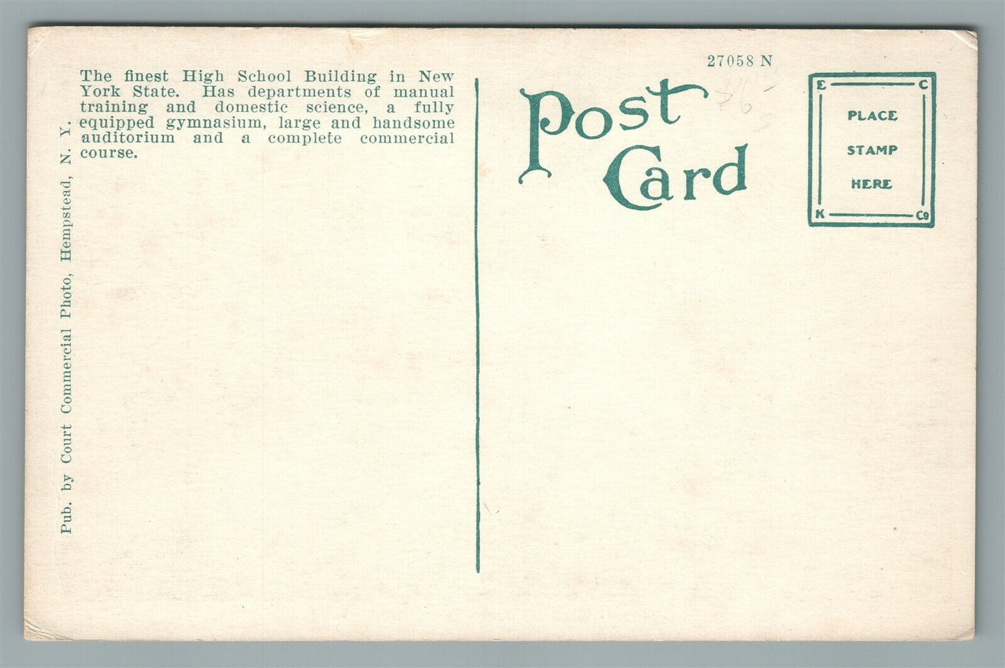 HEMPSTEAD LONG ISLAND NY HIGH SCHOOL ANTIQUE POSTCARD