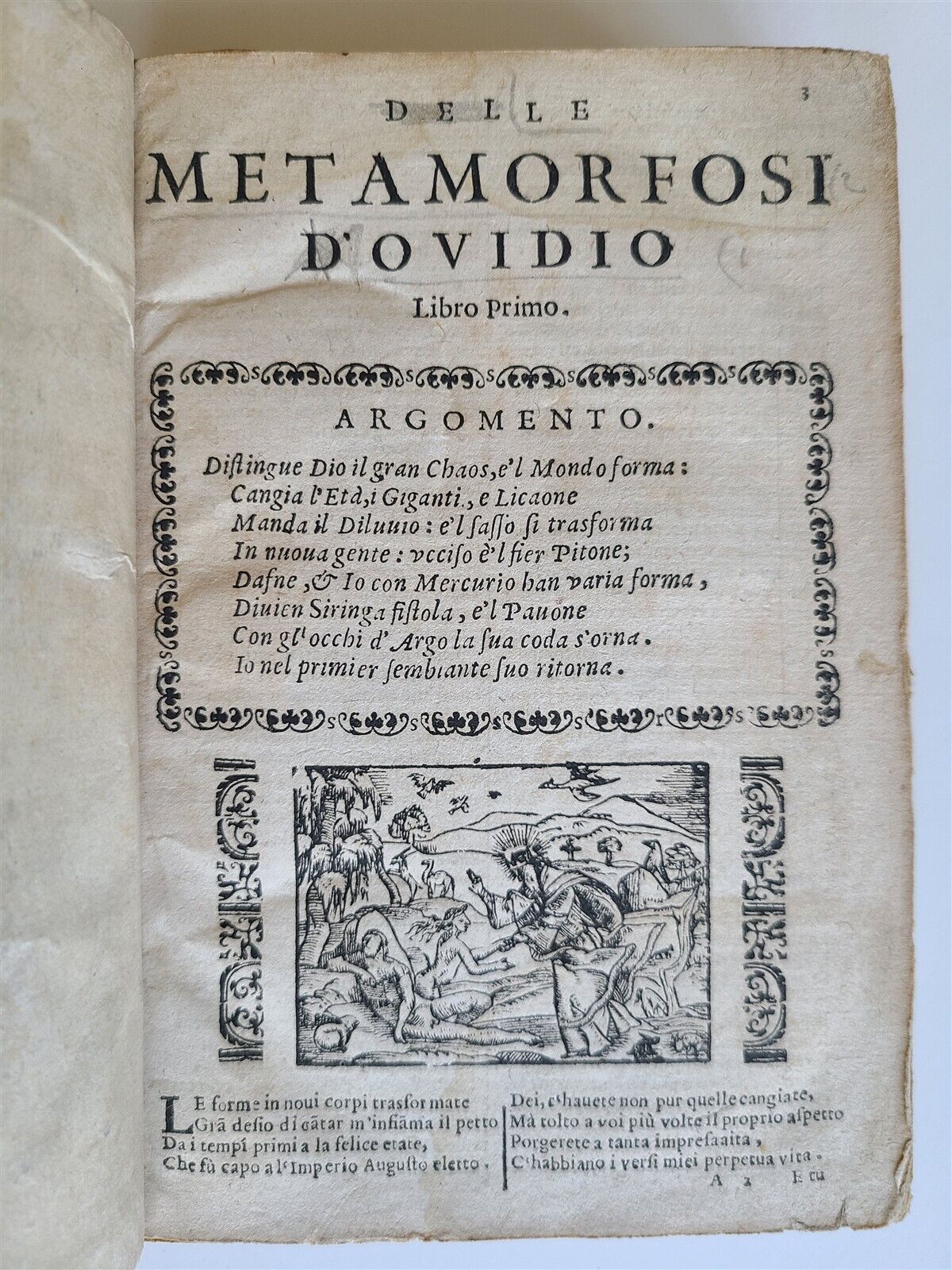 1676 LE METAMORFOSI by OVID ILLUSTRATED w/ woodcuts antique VELLUM BOUND