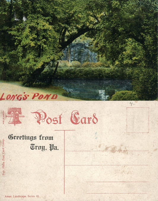TROY PA LONG'S POND ANTIQUE POSTCARD