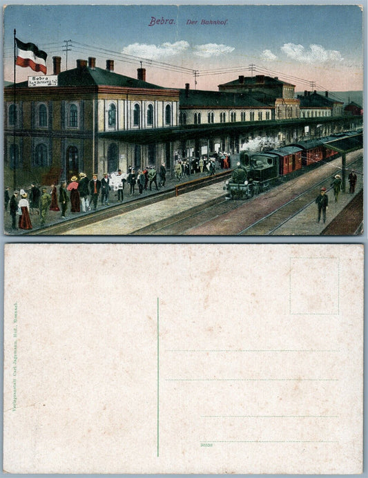 BEBRA GERMANY RAILROAD STATION ANTIQUE POSTCARD DER BAHNHOF railway depot