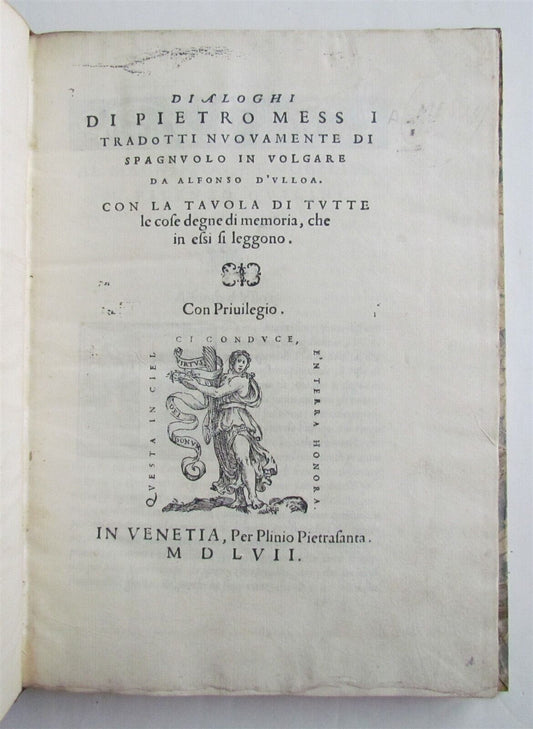 1557 Dialoghi di Pietro Messia antique on astronomy gastronomy medicine 16 cent.