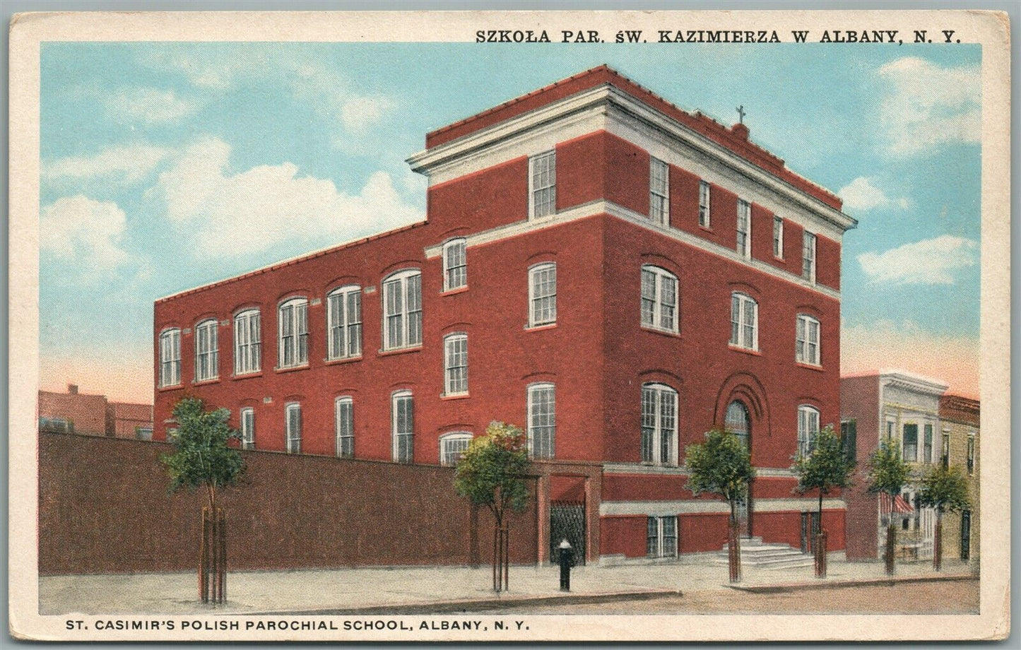 ALBANY NY ST.CASIMIR'S POLISH PAROCHIAL SCHOOL ANTIQUE POSTCARD