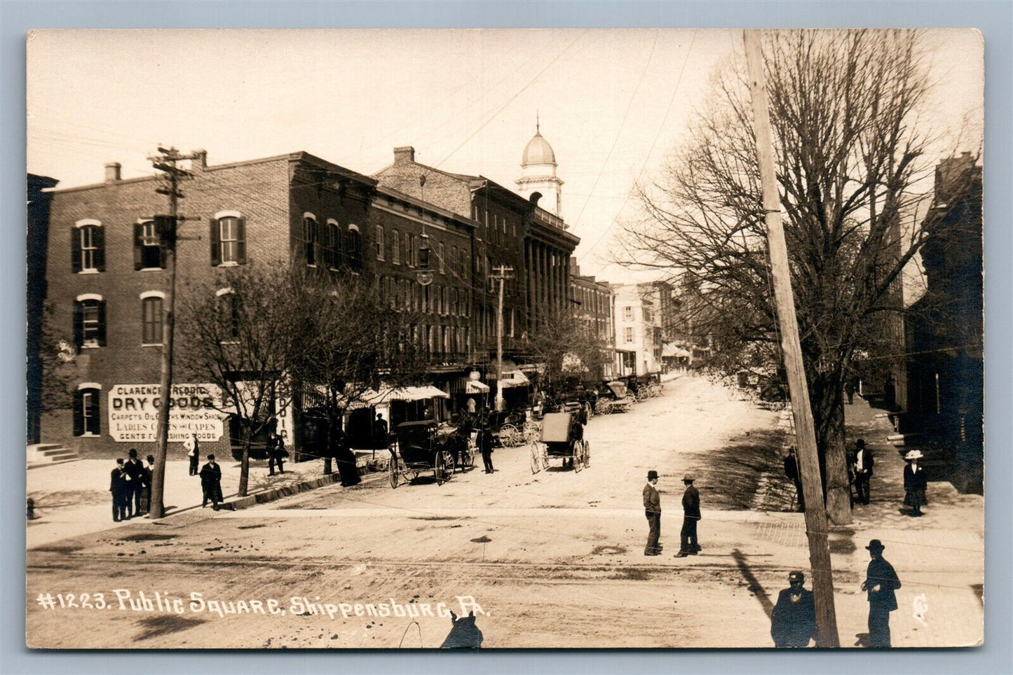 SHIPPENSBURG PA PUBLIC SQUARE ANTIQUE REAL PHOTO POSTCARD RPPC
