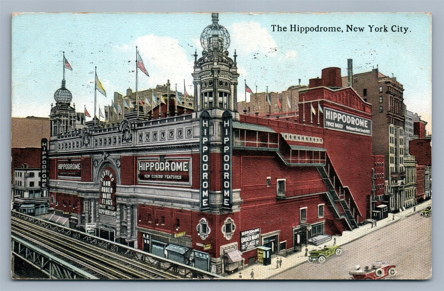 NEW YORK CITY HIPPODROME 1913 ANTIQUE POSTCARD