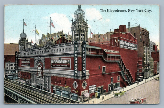 NEW YORK CITY HIPPODROME 1913 ANTIQUE POSTCARD