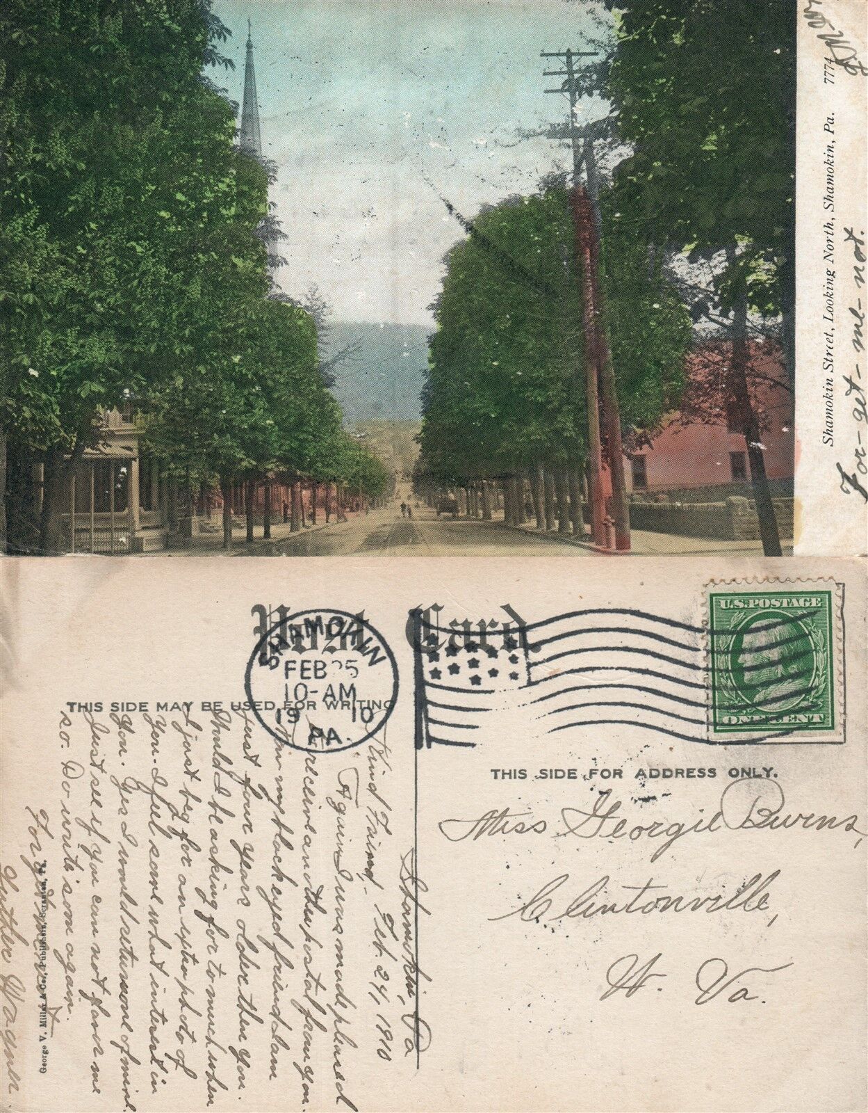 SHAMOKIN PA SHAMOKIN STREET 1910 ANTIQUE POSTCARD