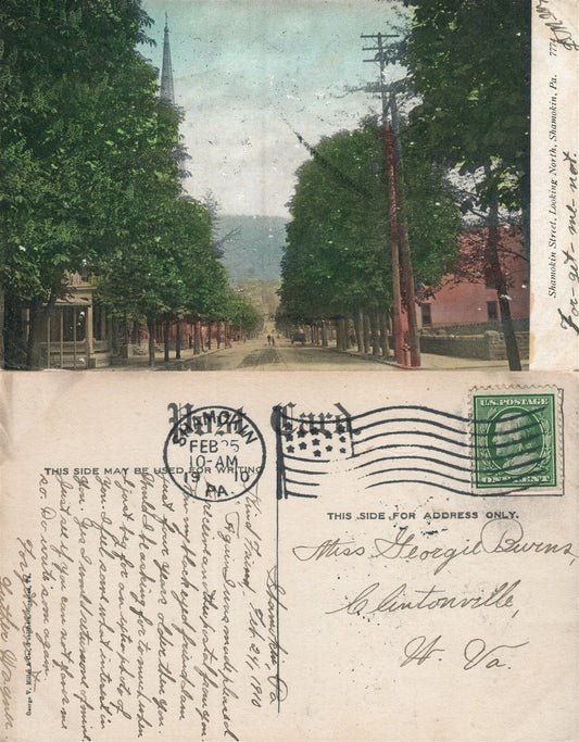 SHAMOKIN PA SHAMOKIN STREET 1910 ANTIQUE POSTCARD
