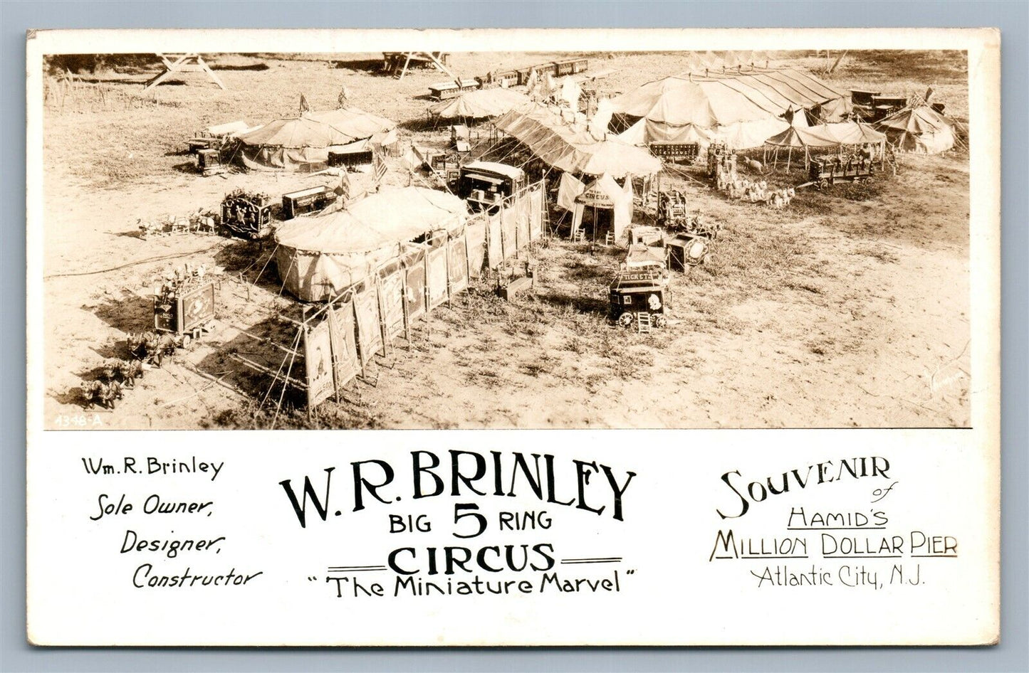 ALTANTIC CITY NJ W.R.BRINLEY CIRCUS ANTIQUE REAL PHOTO POSTCARD RPPC