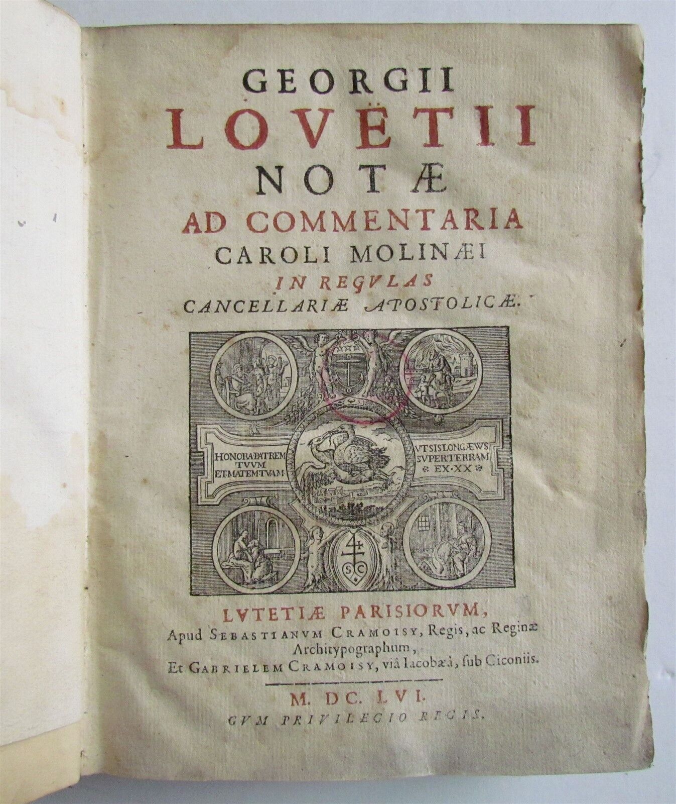 1656 LAW BOOK Georgii Lovetii Commentaria Caroli Molinaei VELLUM antique