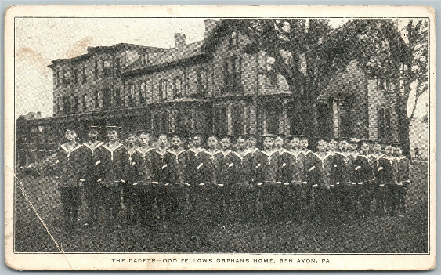 BEN AVON PA CADETS ODD FELLOWS ORPHANS HOME ANTIQUE POSTCARD PRIVATE MAILING
