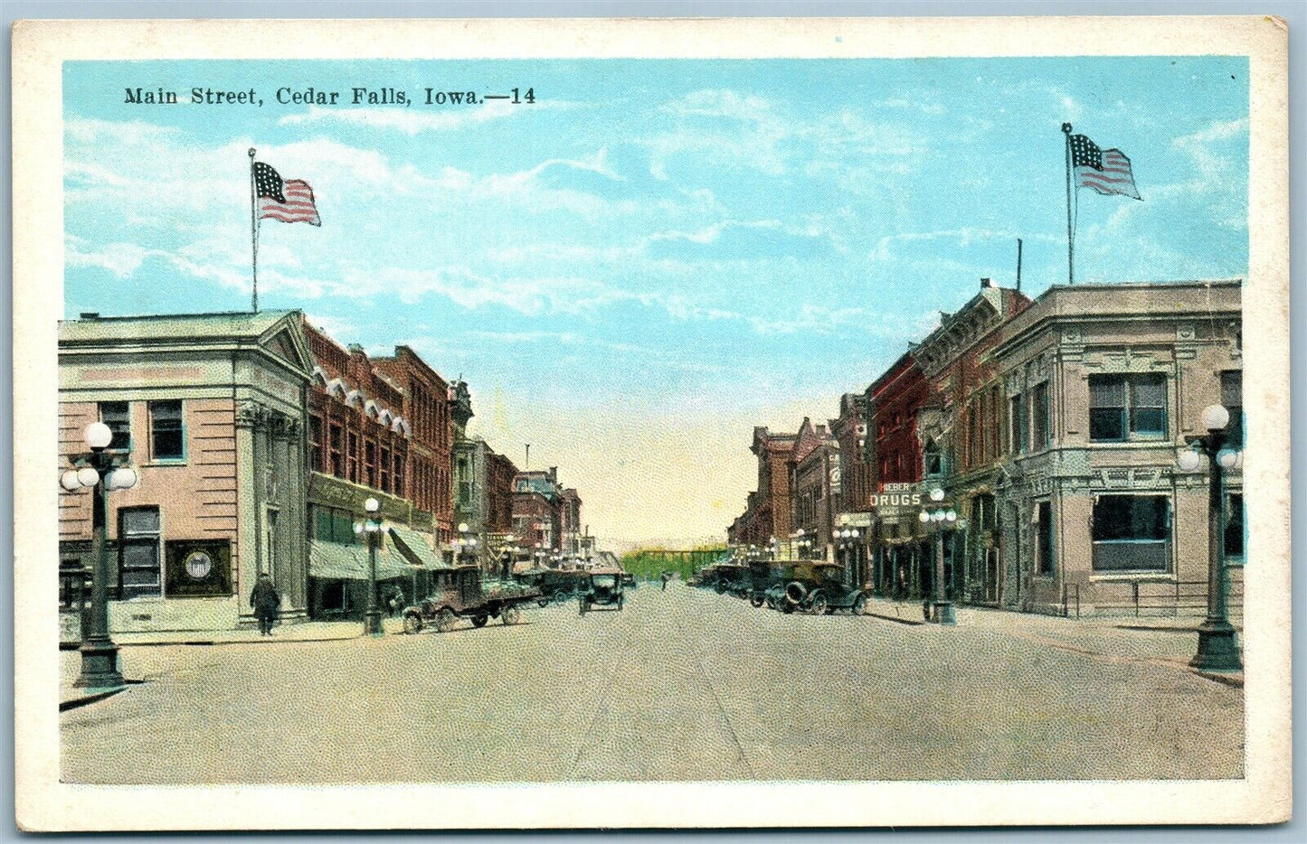 CEDAR FALLS IA MAIN STREET ANTIQUE POSTCARD