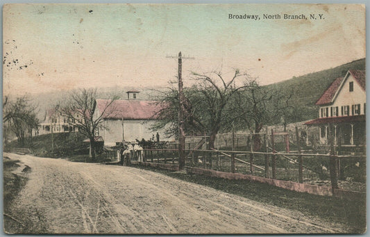 NORTH BRANCH NY BROADWAY ANTIQUE POSTCARD