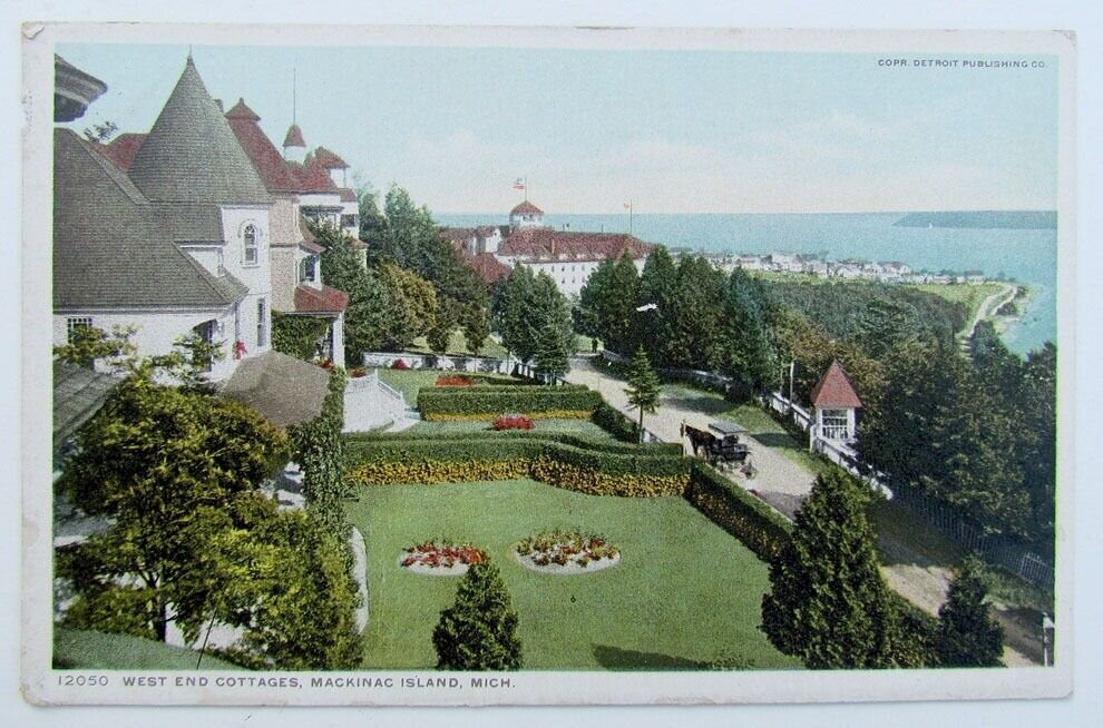 VINTAGE POSTCARD WEST END COTTAGES MACKINAC ISLAND MICHIGAN