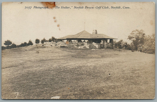 NORFOLK CT DOWNS GOLF CLUB THE SHELTER ANTIQUE REAL PHOTO POSTCARD RPPC