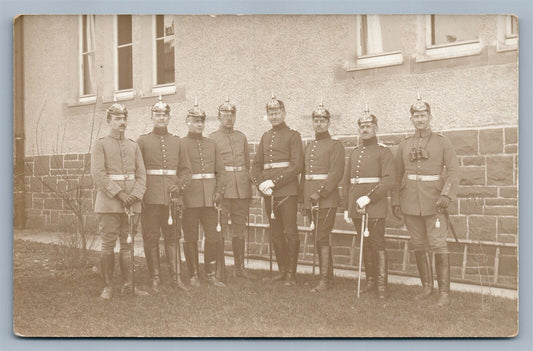 WWI GERMAN OFFICERS ANTIQUE REAL PHOTO POSTCARD RPPC UNIFORMS SWORDS HELMETS