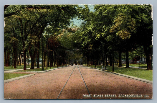 JACKSONVILLE IL WEST STATE STREET 1912 ANTIQUE POSTCARD