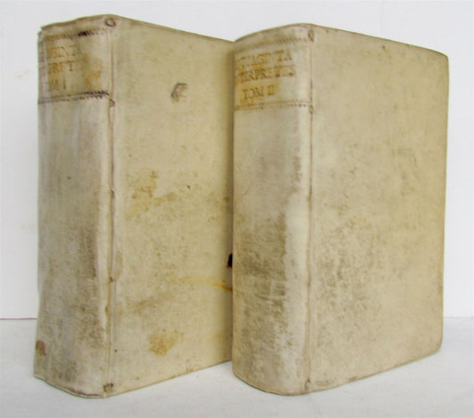 1725 GREEK BIBLE 2 VOLUMES OLD TESTAMENT antique VELLUM BINDING