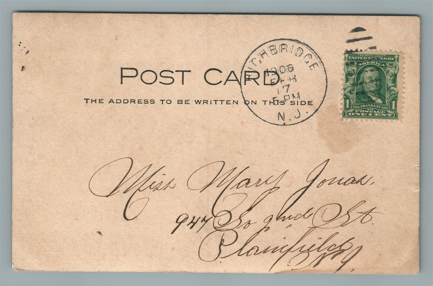 HIGH BRIDGE NJ SCENE ANTIQUE REAL PHOTO POSTCARD RPPC