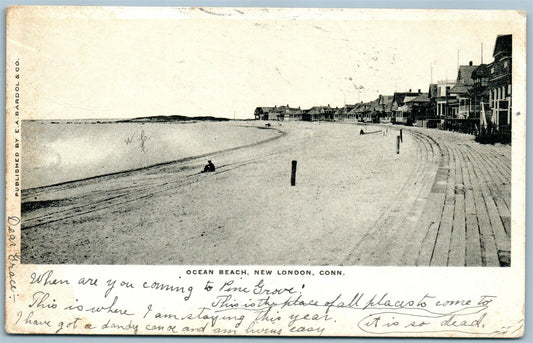 NEW LONDON CT OCEAN BEACH ANTIQUE POSTCARD