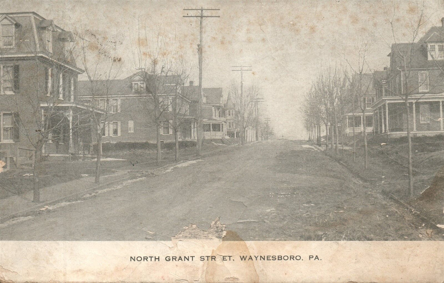 WAYNESBORO PA NORTH GRANT STREET UNDIVIDED ANTIQUE POSTCARD