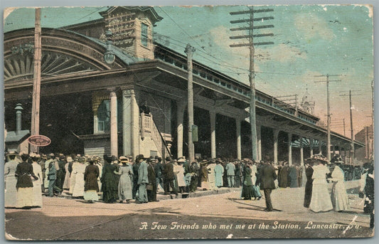 LANCASTER PA RAILROAD STATION RAILWAY TRAIN DEPOT ANTIQUE POSTCARD