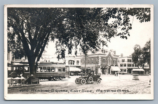 READING MA SQUARE ANTIQUE REAL PHOTO POSTCARD RPPC