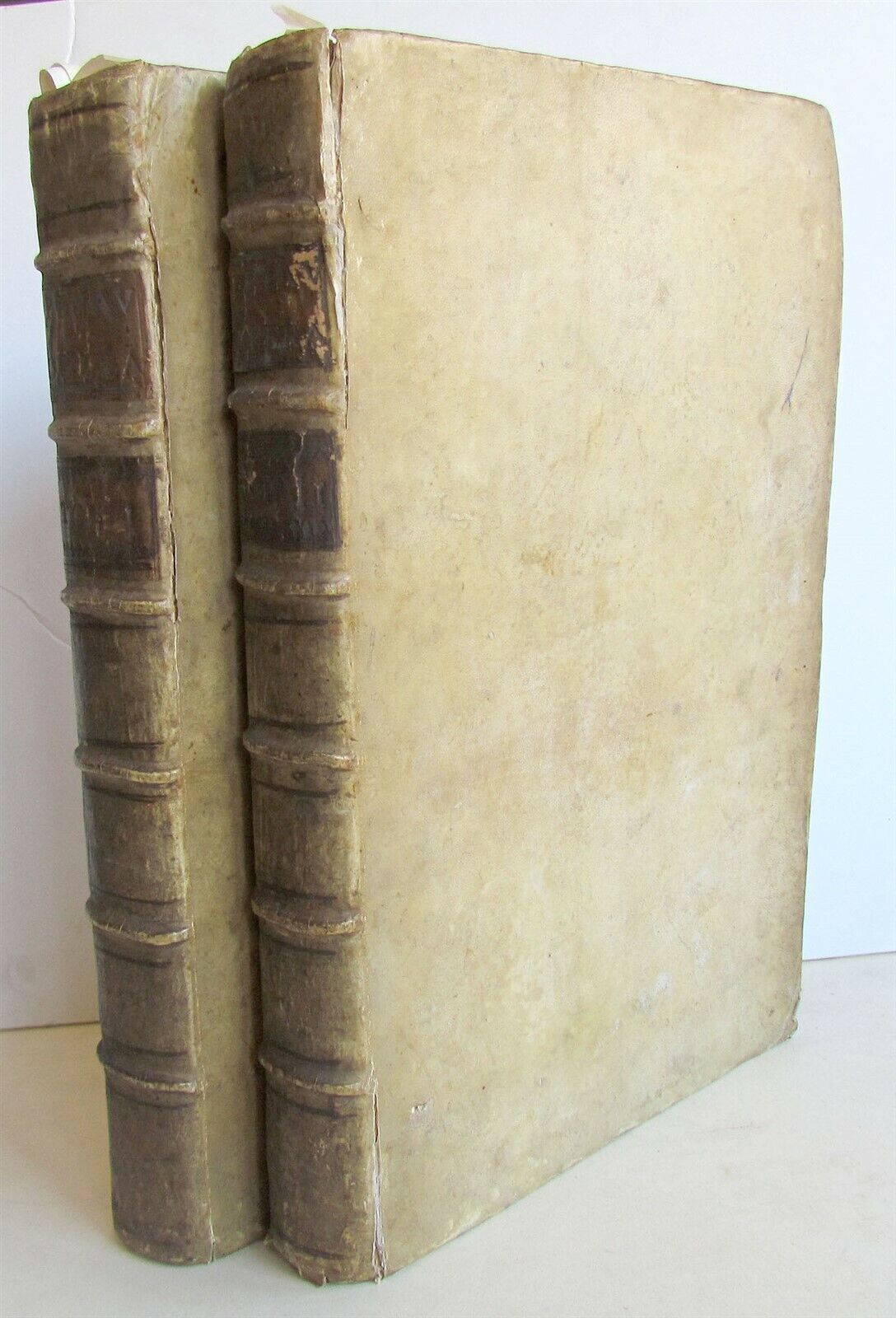 1734 2 vol DIONYSII PETAVII CHRONOLOGY TREATISE VELLUM FOLIO antique ILLUSTRATED