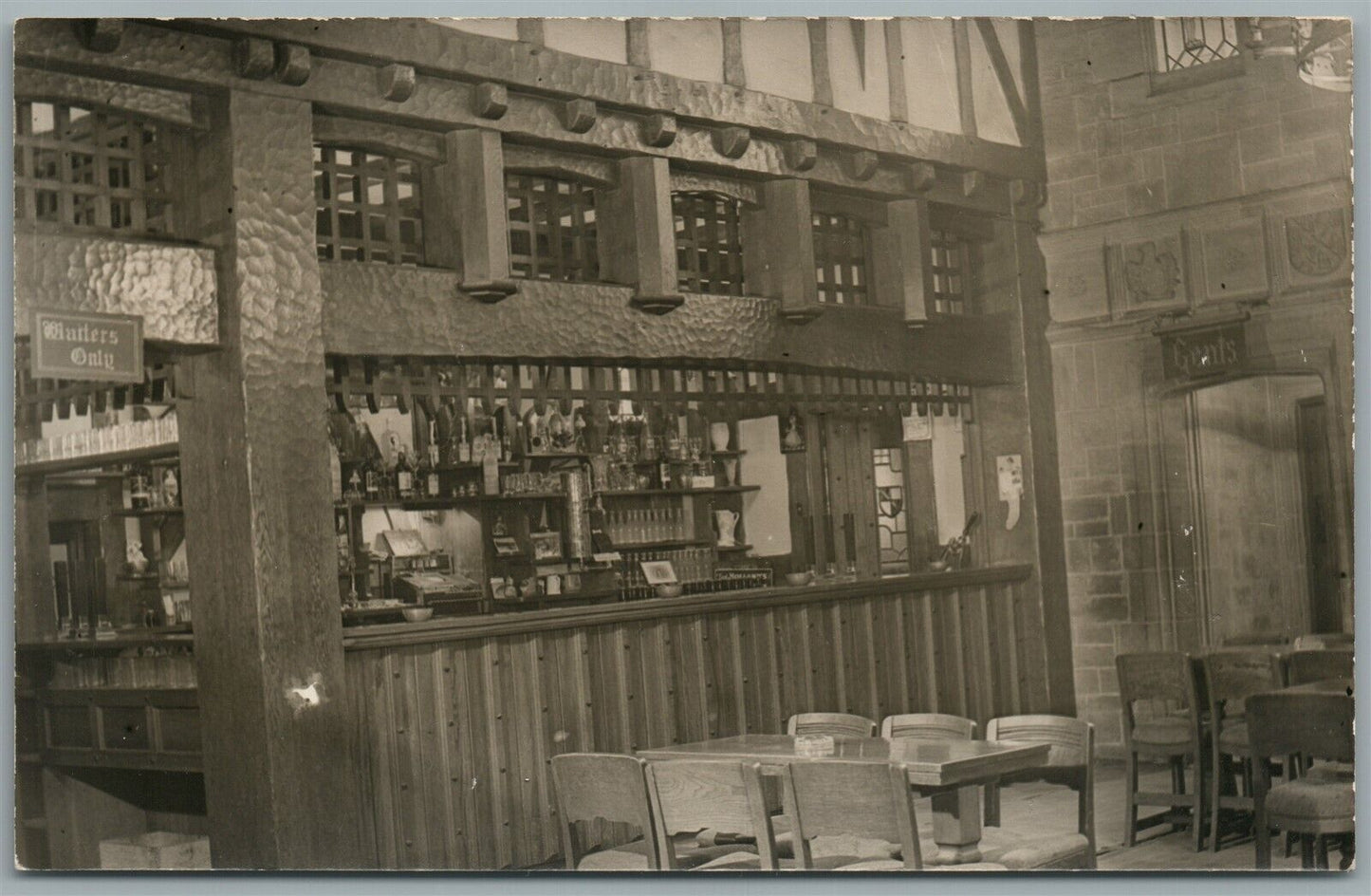 RESTAURANT PAB INTERIOR ANTIQUE REAL PHOTO POSTCARD RPPC